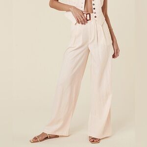 Spell ‘Every Single Day’ Cream Wide-Leg Linen Pants